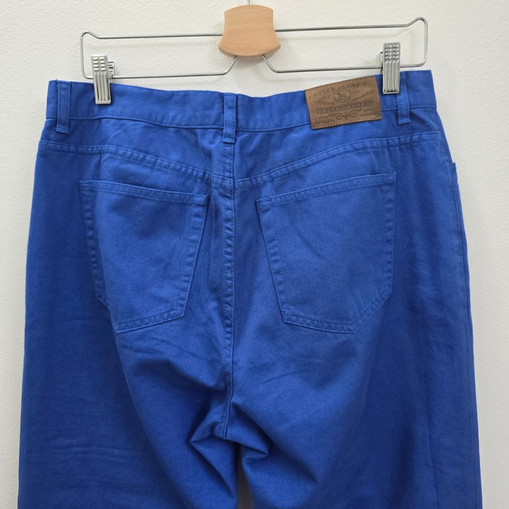 Lauren Ralph Lauren Blue Cotton Cropped Capri Pants Straight Leg Womens 10 - Picture 4 of 6